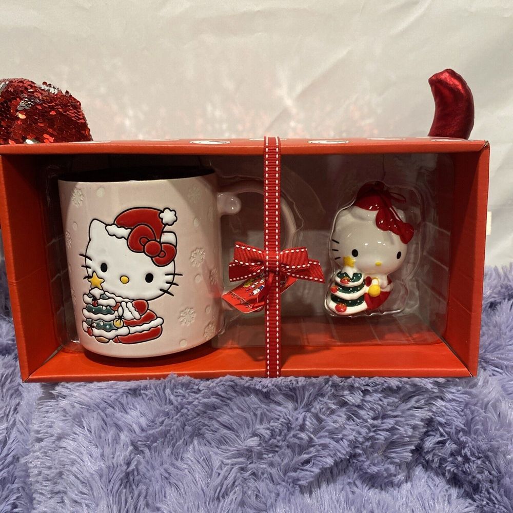 BLUE SKY HELLO KITTY CHRISTMAS MUG & ORNAMENT SET/NIB